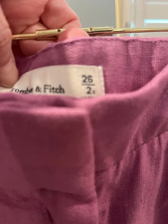Abercrombie & Fitch Mauve Linen-Blend Pants - Picture 3 of 3